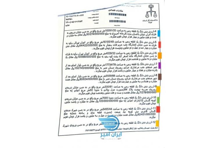 زمین های مزایده صنعتی و مسکونی و کشاورزی 