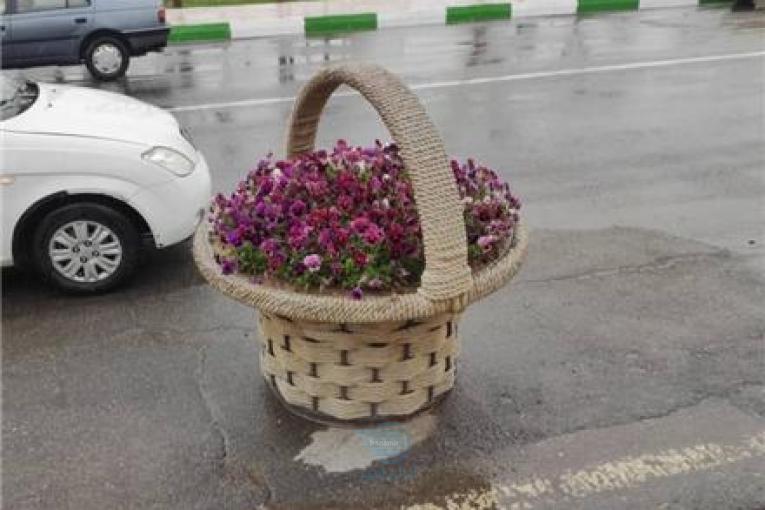 تولید گلدان زیبای طرح سبد فایبرگلاس