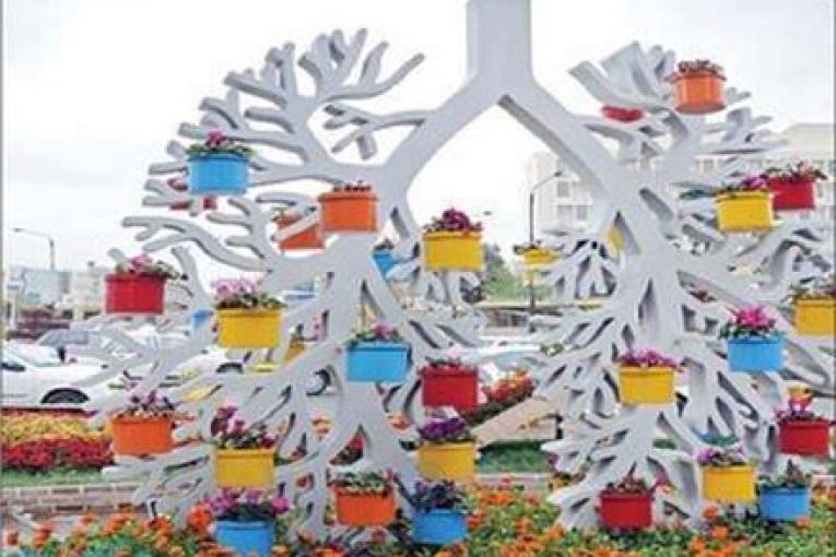 گلدان فایبرگلاس طرح درخت زرین کار