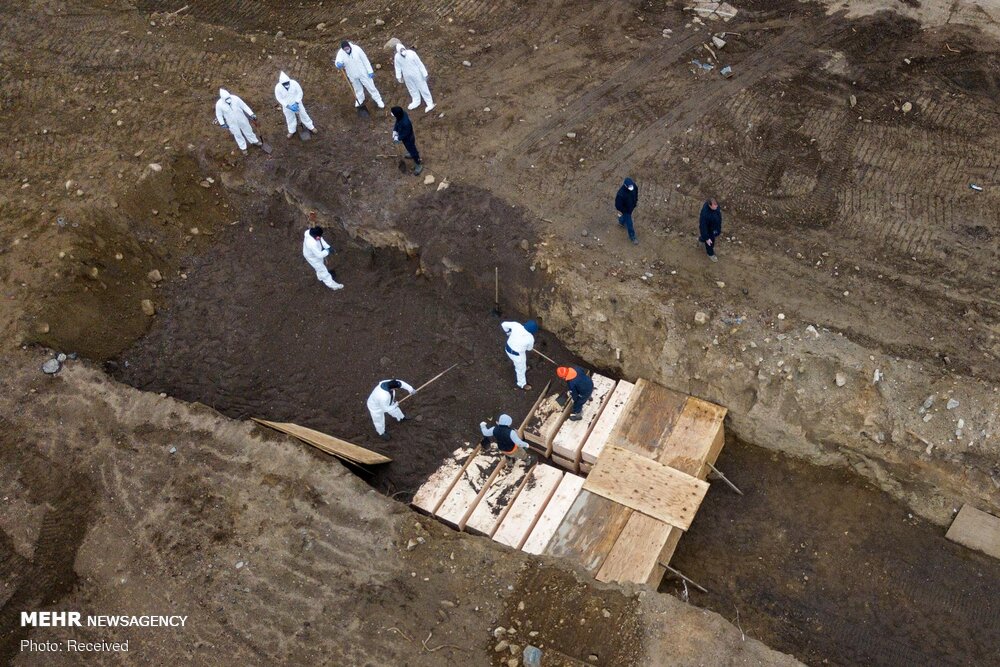 گورهای دسته جمعی دفن قربانیان کرونا در آمریکا