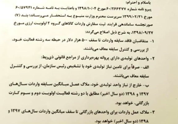 گمرک جمهوری اسلامی ایران، واردات، 