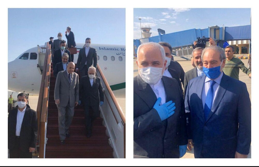 دیدار ظریف با بشار اسد و المعلم با فاصله اجتماعی/عکس