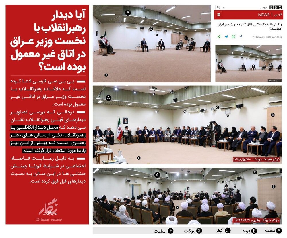 دروغ بیبیسی فارسی درباره محل ملاقات رهبر انقلاب با نخست وزیر عراق برملا شد +عکس